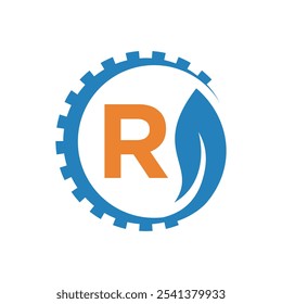 Logotipo de Industrial combinado con la letra R Plantilla de Vector