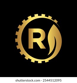 Logotipo de Industrial combinado con la letra R Plantilla de Vector