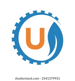 Industrial Logo combine with letter U vector template