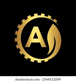 Industrial Logo combine with letter A vector template