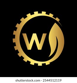 Industrial Logo combine with letter W vector template