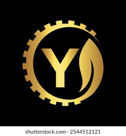 Industrial Logo combine with letter Y vector template