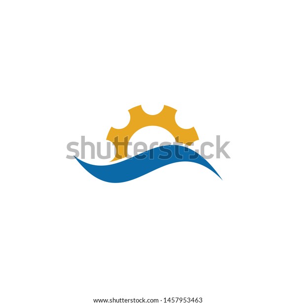 Industrial logo design with gear icon with\
isolated background