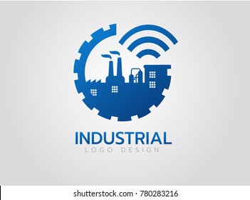 Industrial Logo Design, Smart Factory Vector Icon