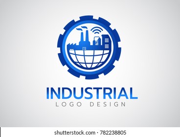 Industrial logo design, Smart Factory Vector Icon