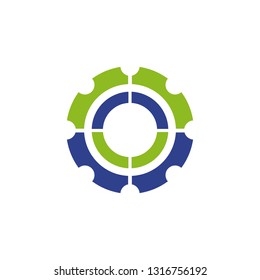 Industrial logo design vector template with gear icon