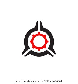 Industrial logo design vector template with gear icon