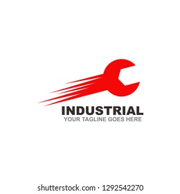 industrial logo design with wrench icon