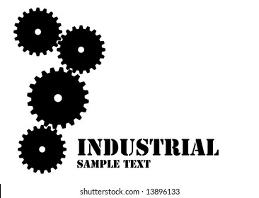 Industrial logo with mechanical cogs in black and white