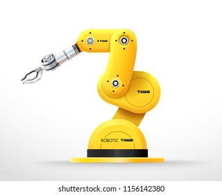 Industrial machine robotic hand arm machinery factory vector illustration