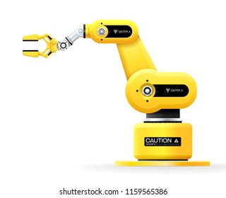 Industrial machine robotic hand arm machinery factory vector illustration