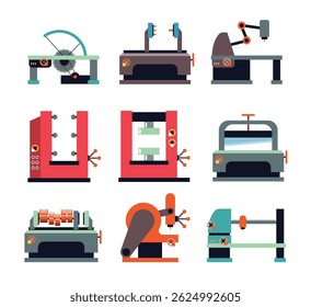 Industrial Machine Set vector illustration