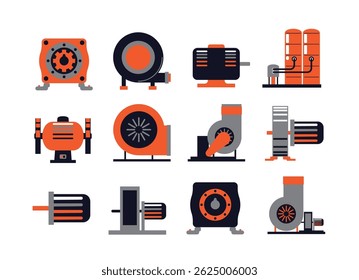 Máquina de Industrial Set Ilustración vectorial	
