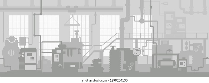 Industrial machine tools in production line manufacturer factory. Art design the silhouette of the industry 