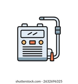 Industrial machine with tube in flat vector style