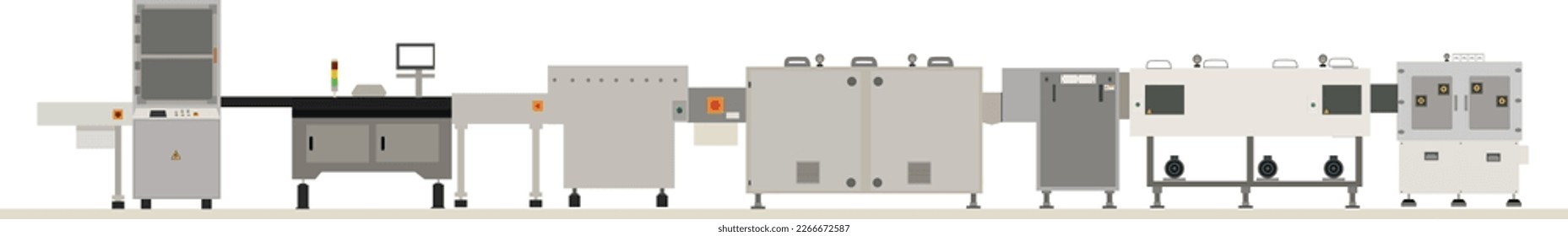 Maquinaria industrial para la fabricación, fábrica de ilustraciones de vectores de ingeniería, tablero de circuitos impresos, revestimiento de convertidor 
