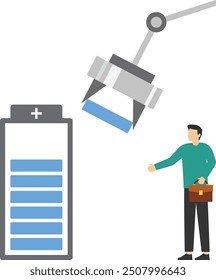 Las máquinas de Industrial se apresuran a trabajar, Ilustración vectorial en estilo plano

