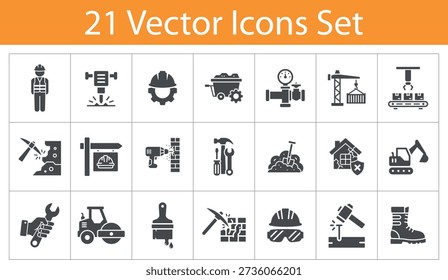 Industrielle Wartung und Sanitär Vektor Icon Set mit Handyman Reparatur Tools Bauarbeiter und Engineering Symbole für Service