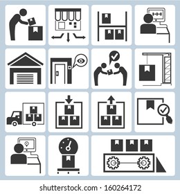 industrial management, production line icons