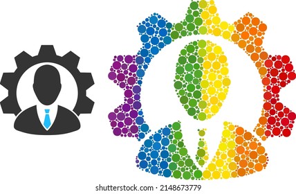 Industrial manager composition icon of spheric blots in different sizes and spectrum color tinges. A dotted LGBT-colored industrial manager for lesbians, gays, bisexuals, and transgenders.