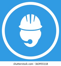 Industrial Manager vector icon. Style is flat circled symbol, white color, rounded angles, blue background.