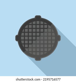Industrial manhole icon flat vector. Road city. Metal circle