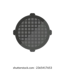 Industrial manhole icon flat vector. Road city. Metal circle isolated