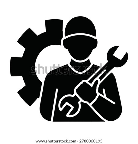 Industrial Manufacturing Engineer With Gear And Spanner Tool