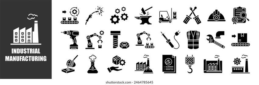 Industrial Manufacturing icon set for design elements