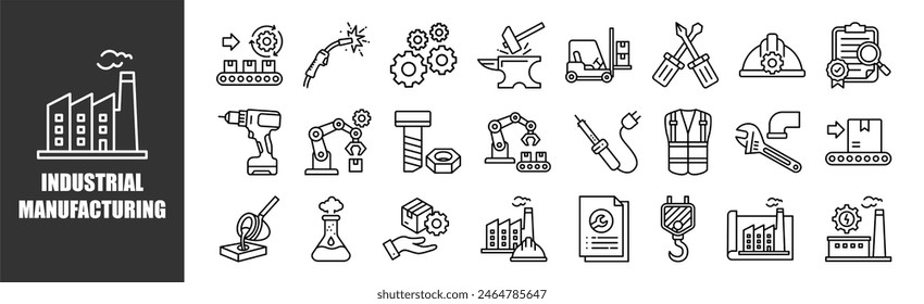 Industrial Manufacturing icon set for design elements