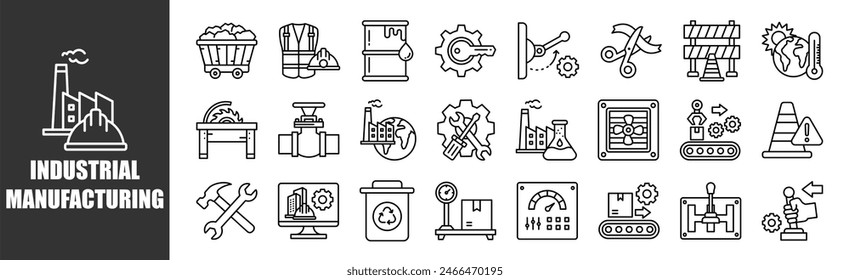 INDUSTRIAL MANUFACTURING icon set for design elements