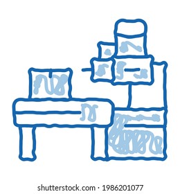 vector de icono de esbozo de fabricación industrial. Señal de fabricación industrial de la línea de doodle azul dibujada a mano. ilustración de símbolo aislado