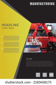 Industrial manufacturing template design in A4 size. Laser cutting manufacture business report leaflet book cover and brochure. Vector and illustration design.