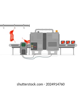 Industrial Meat Processing Plant Flat Vector Icon Illustration