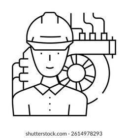 industrial mechanic repair worker line icon vector. industrial mechanic repair worker sign. isolated contour symbol black illustration