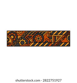 Industrial mechanical banner with gears and chains