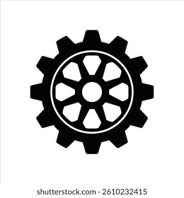 Industrial Mechanical Gear Silhouette – Precision Engineering Vector Icon