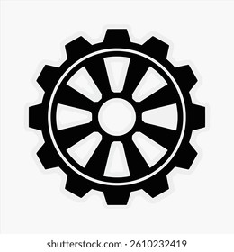 Industrial Mechanical Gear Silhouette – Precision Engineering Vector Icon