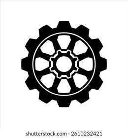 Industrial Mechanical Gear Silhouette – Precision Engineering Vector Icon