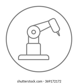 Industrial Mechanical Robot Arm Line Icon.