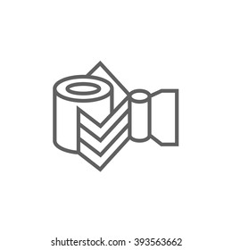 Industrial mechanical robot arm line icon.