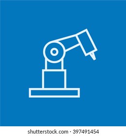 Industrial mechanical robot arm line icon.