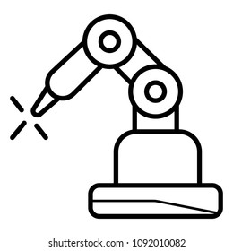 Industrial mechanical robot arm vector icon
