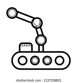 Industrial mechanical robot arm vector icon