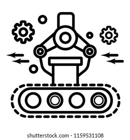 Industrial mechanical robot arm vector icon