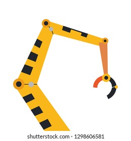 Industrial mechanical robot arm vector icon. Yellow robotic arm.