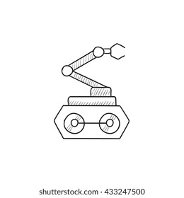 Industrial mechanical robot arm vector sketch icon isolated on background. Hand drawn Industrial mechanical robot arm icon. Industrial mechanical robot arm sketch icon for infographic, website or app.