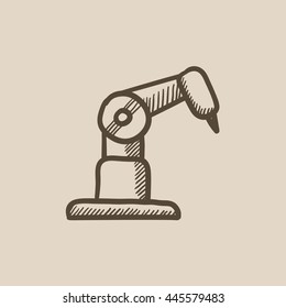Industrial mechanical robot arm vector sketch icon isolated on background. Hand drawn Industrial mechanical robot arm icon. Industrial mechanical robot arm sketch icon for infographic, website or app.