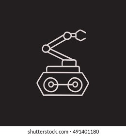 Icono de esbozo del vector del brazo de robot mecánico industrial aislado en el fondo. Dibujo manual Icono del brazo de robot mecánico industrial. Icono de esbozo de brazo de robot mecánico industrial para infografía, sitio web o aplicación.