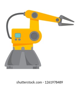 Industrial mechanical robotic arm.Isolated object flat vector.Concept equipment for factory.Isolated on a white background.